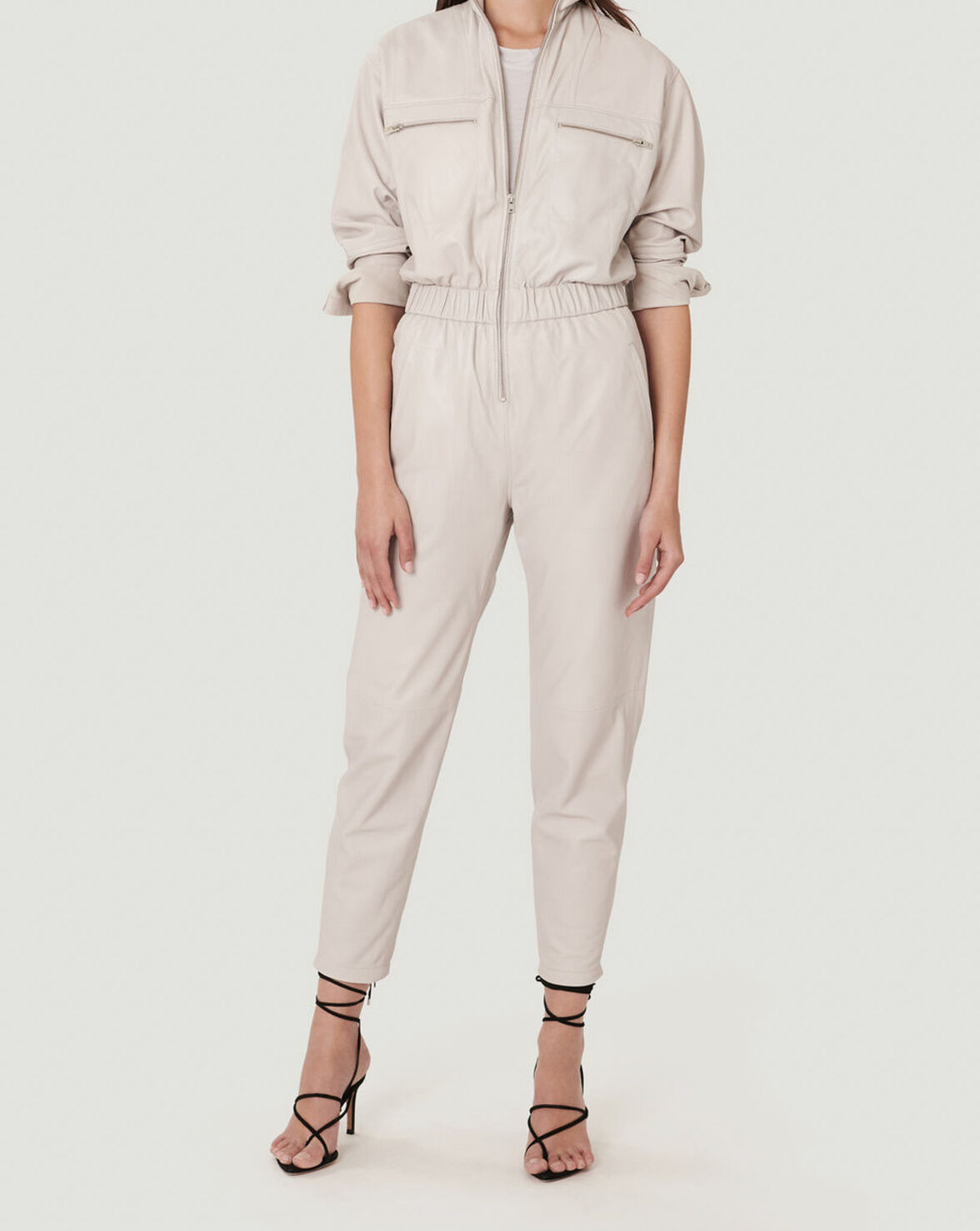 IKARAZ ZIPPER FRONT LEATHER JUMPSUIT image number null